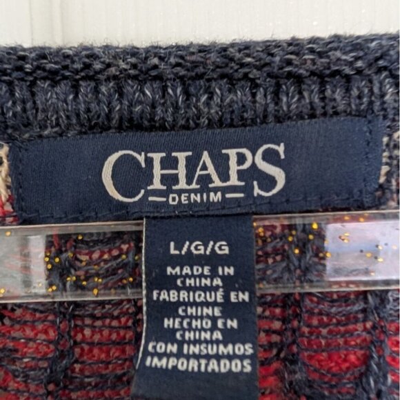 Chaps Aztec Southwestern Sweater Womens Size Large Blue Western Long Sleeve - Picture 7 of 12